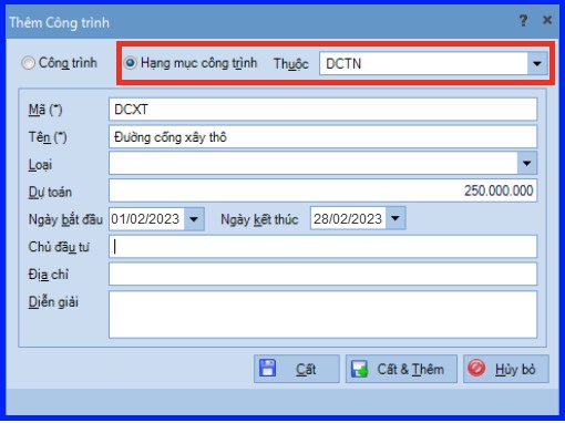 Cách tính giá thành theo công trình vụ việc trên Misa theo Thông tư 200 3
