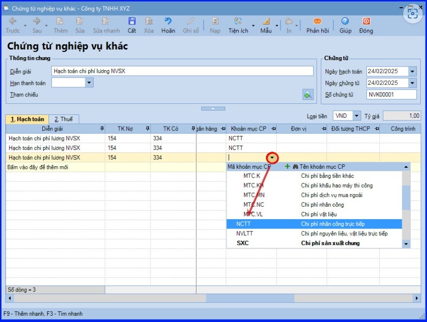 Cách tính giá thành theo phương pháp giản đơn trên Misa theo TT 133 10