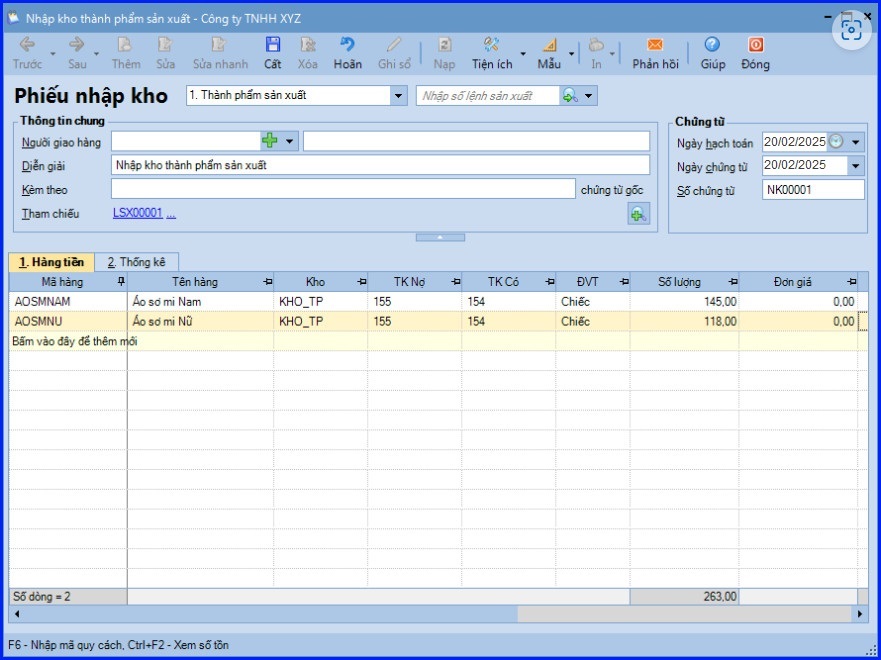 Cách tính giá thành theo phương pháp giản đơn trên Misa theo TT 133 11