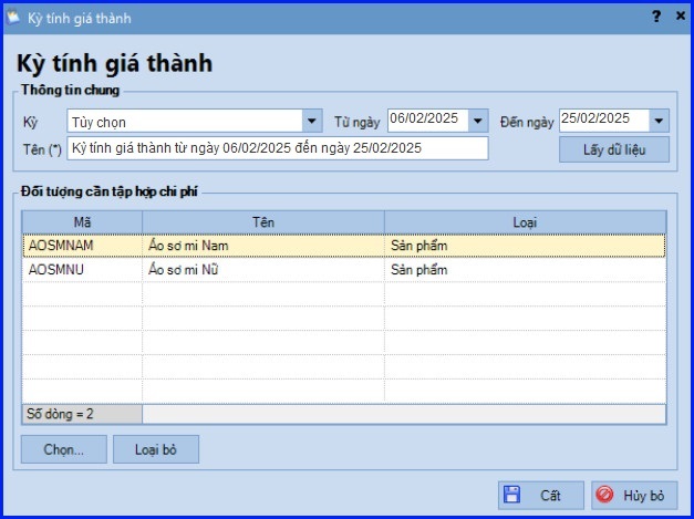 Cách tính giá thành theo phương pháp giản đơn trên Misa theo TT 133 13