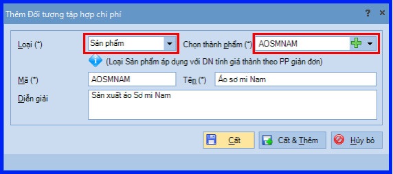 Cách tính giá thành theo phương pháp giản đơn trên Misa theo TT 133 4