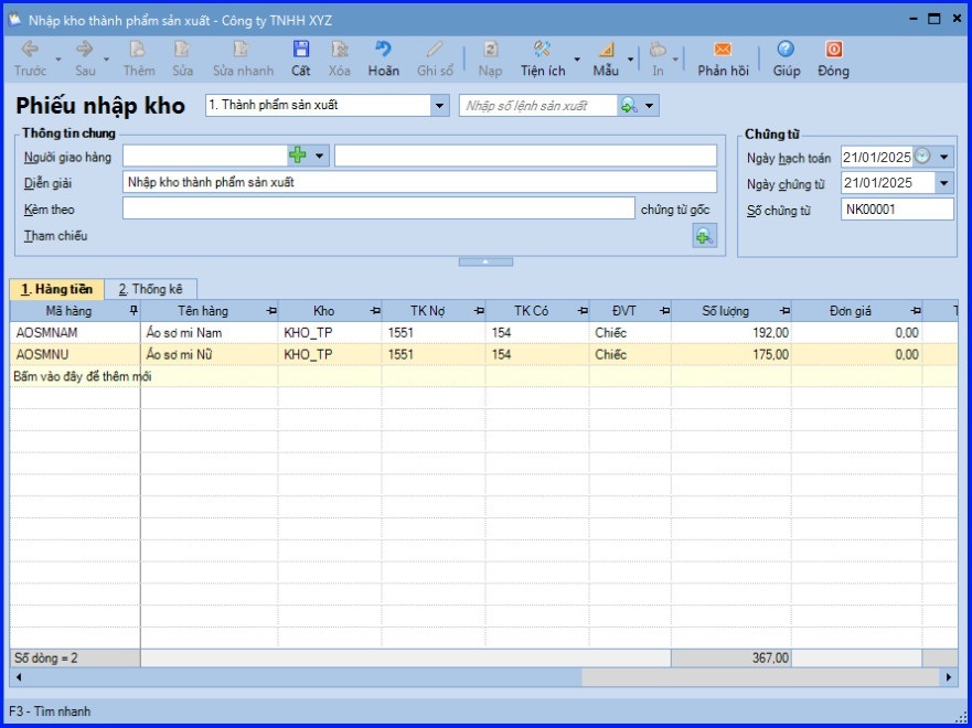 Cách tính giá thành theo phương pháp giản đơn trên Misa theo Thông tư 200 11