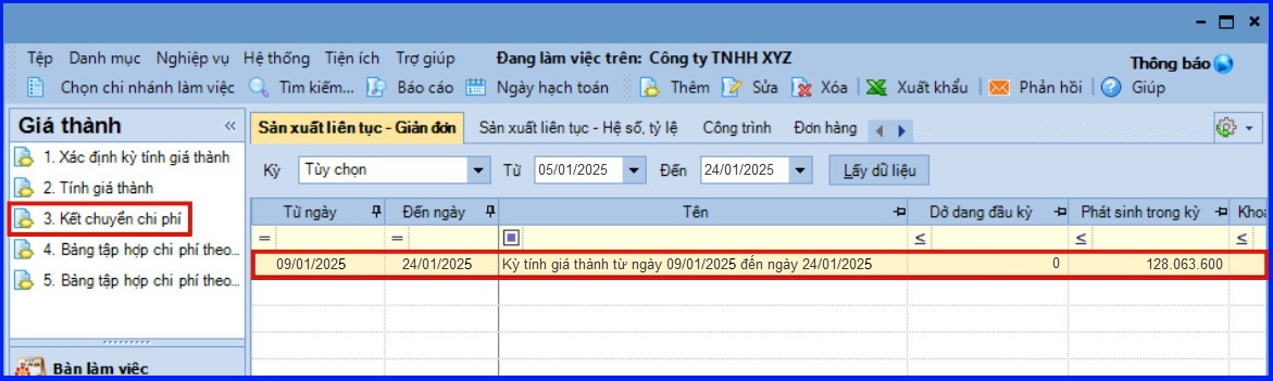 Cách tính giá thành theo phương pháp giản đơn trên Misa theo Thông tư 200 21