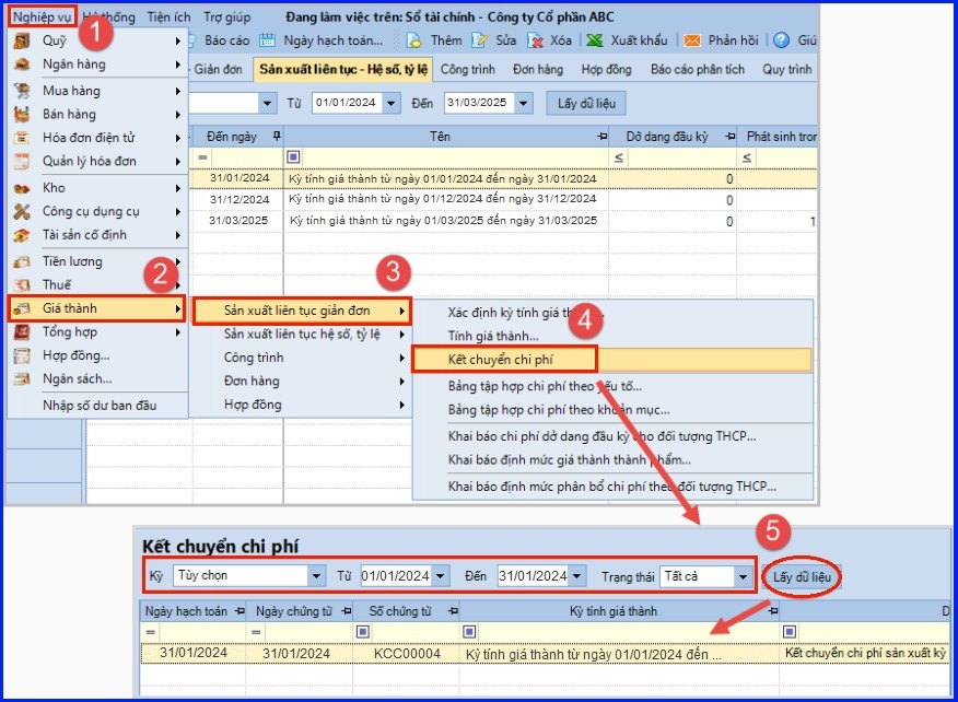 Cách tính giá thành theo phương pháp giản đơn trên Misa theo Thông tư 200 25