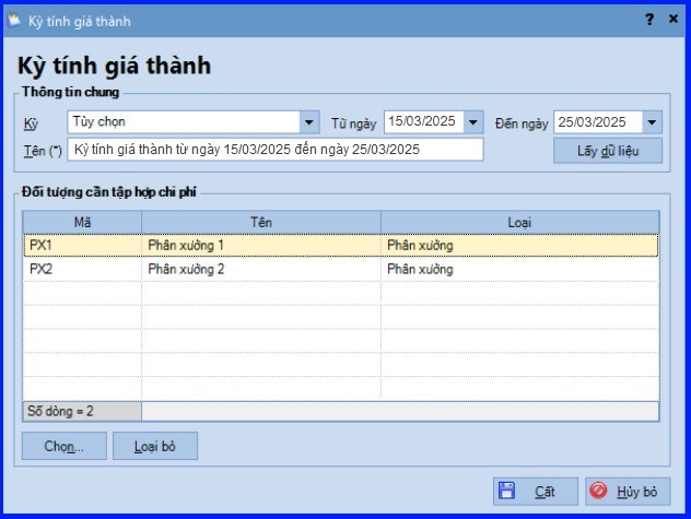 Cách tính giá thành theo phương pháp hệ số tỷ lệ trên Misa theo Thông tư 133 15