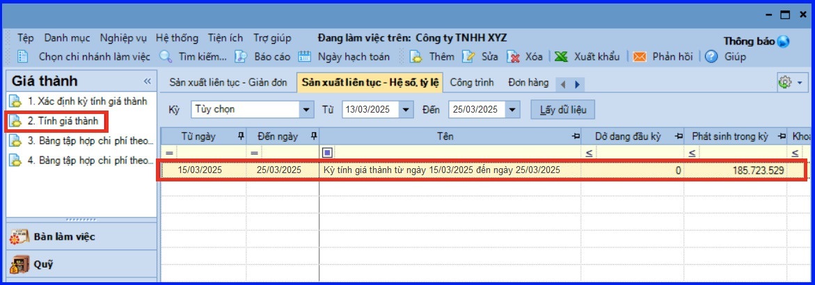Cách tính giá thành theo phương pháp hệ số tỷ lệ trên Misa theo Thông tư 133 17