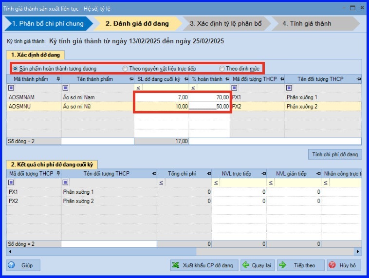 Cách tính giá thành theo phương pháp hệ số tỷ lệ trên Misa theo tt200 19