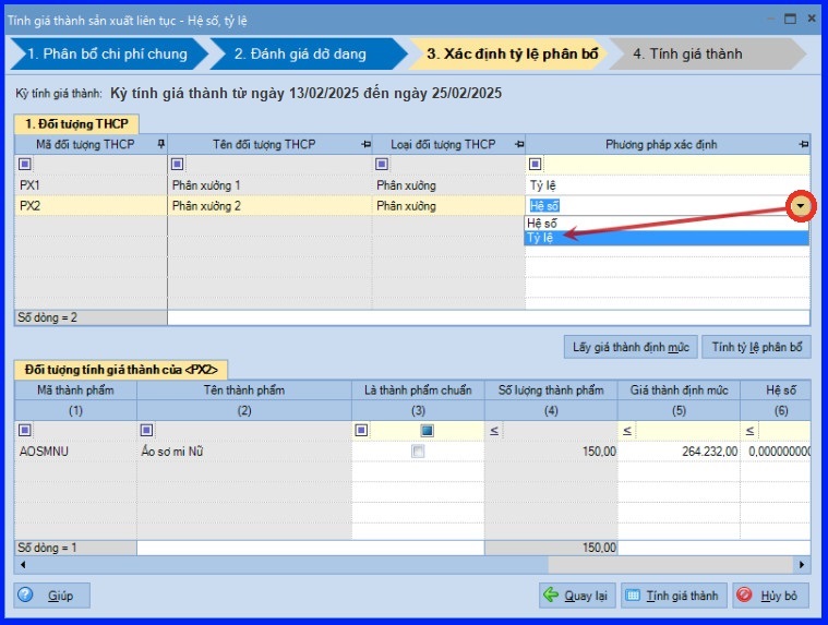 Cách tính giá thành theo phương pháp hệ số tỷ lệ trên Misa theo tt200 21
