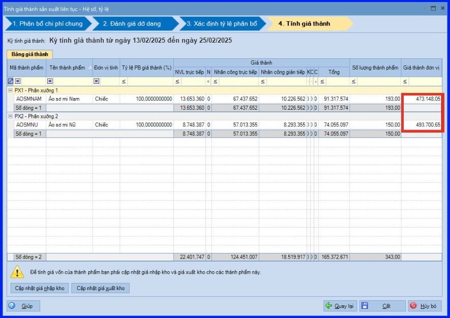 Cách tính giá thành theo phương pháp hệ số tỷ lệ trên Misa theo tt200 23