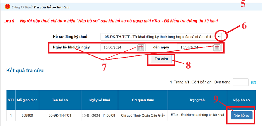 Tra cứu hồ sơ lưu tạm khi đăng ký MST TNCN Tra cứu hồ sơ lưu tạm khi đăng ký MST TNCN