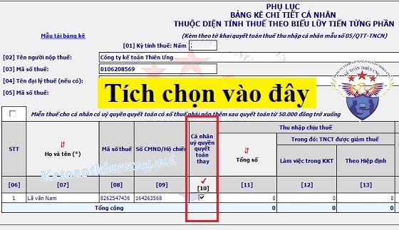 ủy quyền quyết toán thuế tncn