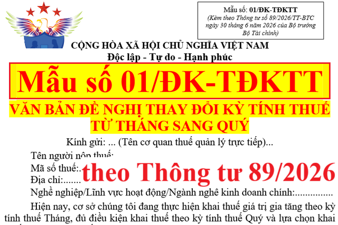 mẫu 01/đk-tdktt văn bản đề nghị thay đổi kỳ tính thuế từ tháng sang quý