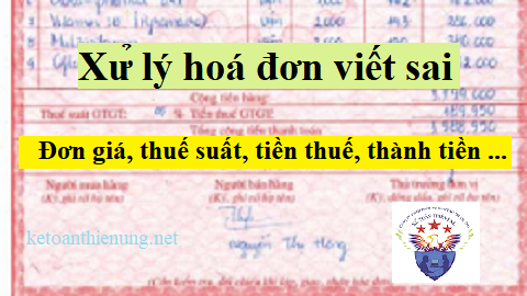 xử lý hoá đơn viết số tiền thuế suất đơn giá