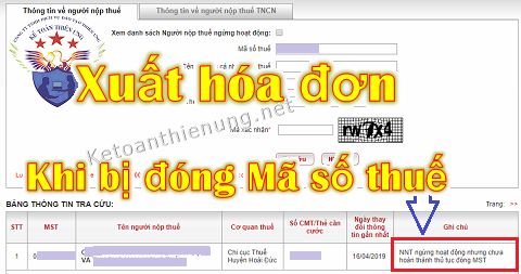 xuất hóa đơn khi bị đóng mã số thuế xuất hóa đơn khi bị đóng mã số thuế