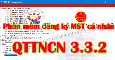 Phần mềm đăng ký MST cá nhân QTTNCN 3.3.2 mới nhất 2019