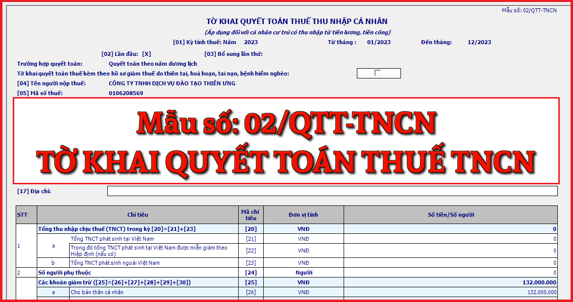 Mẫu số 02/QTT-TNCN Tờ khai quyết toán thuế thu nhập cá nhân theo TT 80/2021