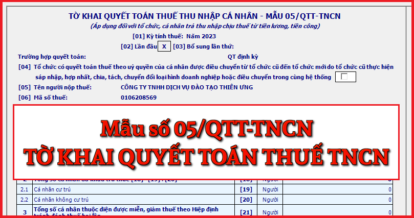 Mẫu số 05/QTT-TNCN Tờ khai quyết toán thuế thu nhập cá nhân theo TT 80/2021